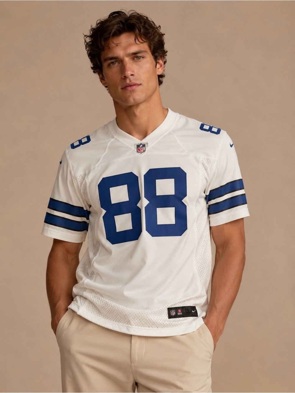 NFL White Football Jersey with Blue 88